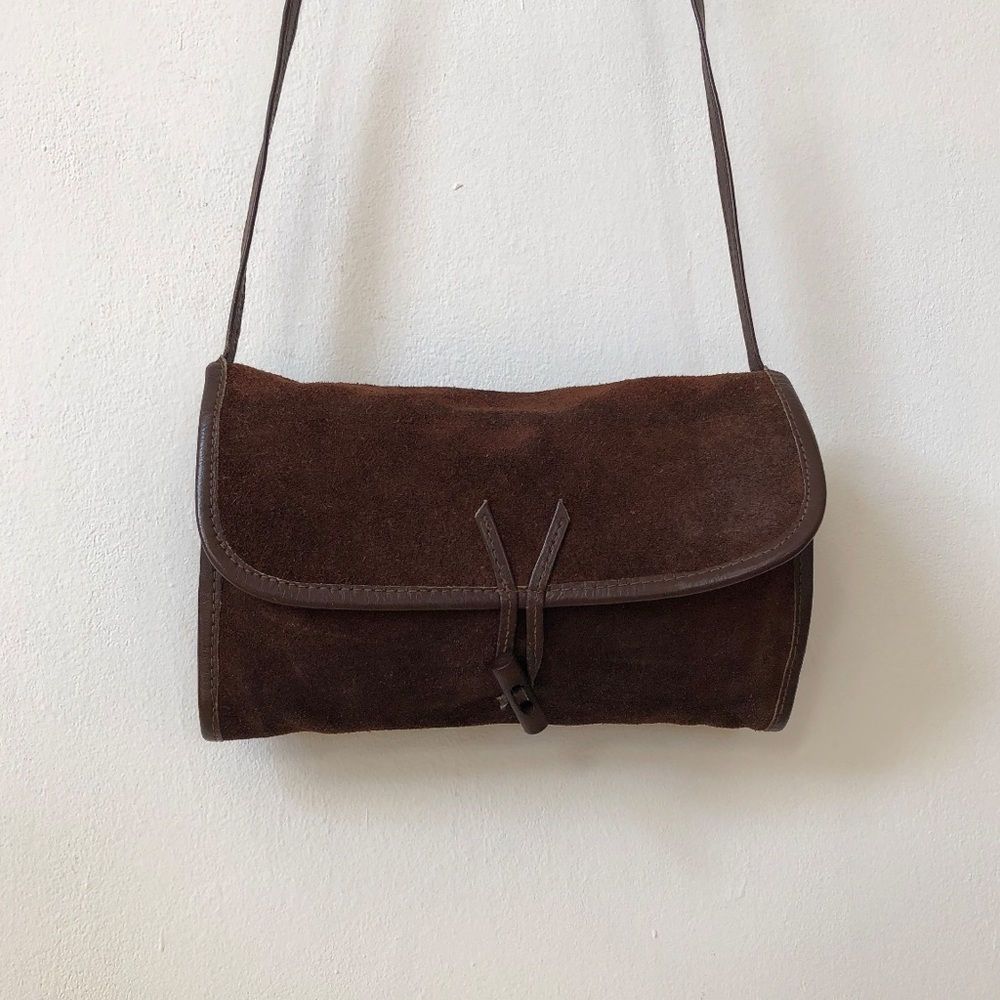 Vintage Brown Suede Crossbody Bag